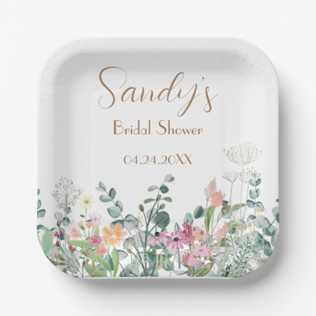 Assiettes En Carton Fête des mariées Fleur sauvage Boho Plaque de papi (Recto)