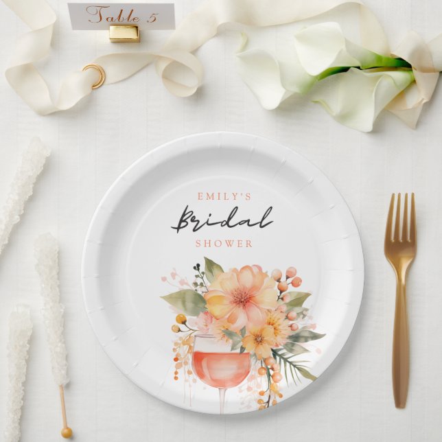 Assiettes En Carton Fête des mariées florale Aperol Spritz (Mariage)