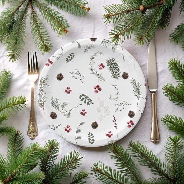 Assiettes En Carton Fête des mariées florale d'hiver (Créateur téléchargé)
