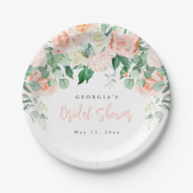 Assiettes En Carton Fête des mariées florale floue (Devant)