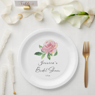 Assiettes En Carton Fête des mariées florale rose