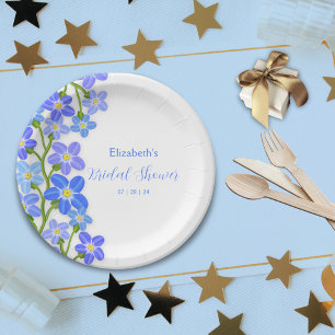 Assiettes En Carton Fête des mariées Florale Violet Bleu Oublié-Moi-No