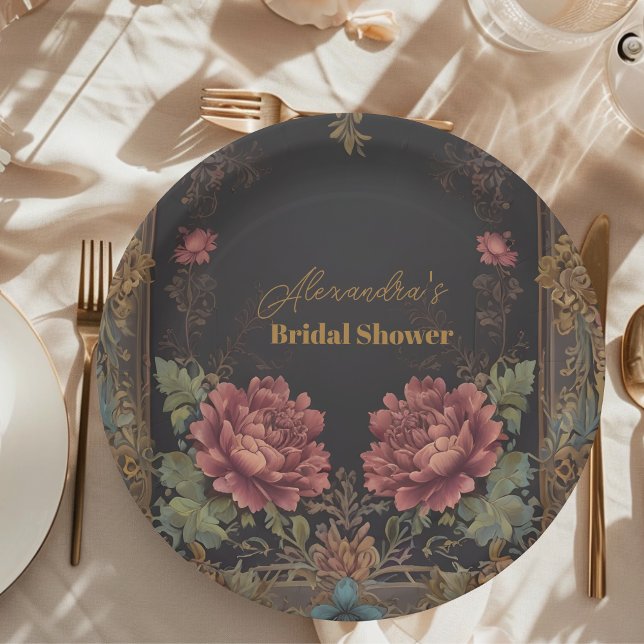 Assiettes En Carton Fête des mariées gothique victorienne florale (Créateur téléchargé)