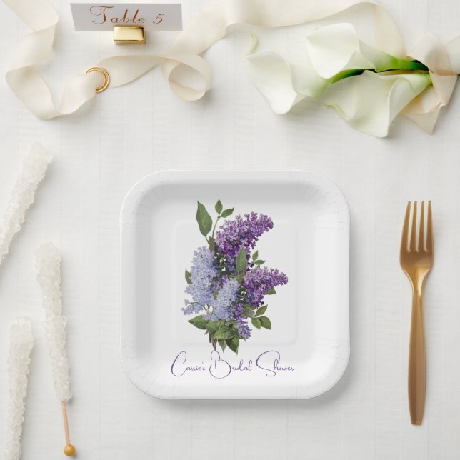 Assiettes En Carton Fête des mariées Lilacs violet (Mariage)