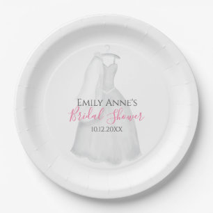 Assiettes En Carton Fête des mariées Mariage Moderne Aquarelle Bride G