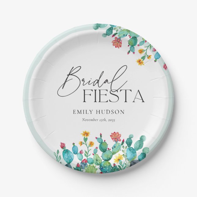 Assiettes En Carton Fête des mariées mexicaine Cactus Fiesta (Devant)