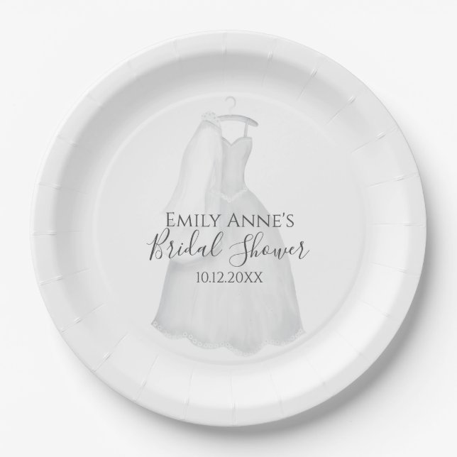 Assiettes En Carton Fête des mariées Moderne Mariage Aquarelle Bride G (Devant)