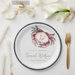 Assiettes En Carton Fête des mariées nautique du crabe sous-marin de l