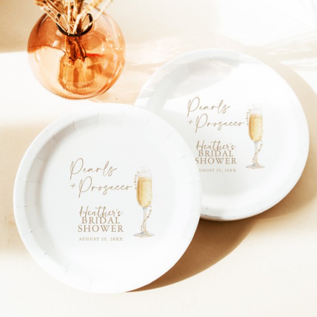 Assiettes En Carton Fête des mariées Perles et poursuites (Créateur téléchargé)