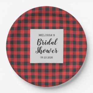 Assiettes En Carton Fête des mariées Plaid Black Red Buffalo Lumberjac