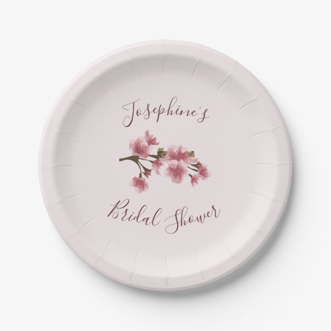 Assiettes En Carton Fête des mariées rose cerisier (Devant)