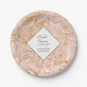 Assiettes En Carton Fête des mariées Rose Gold Faux Parties scintillan