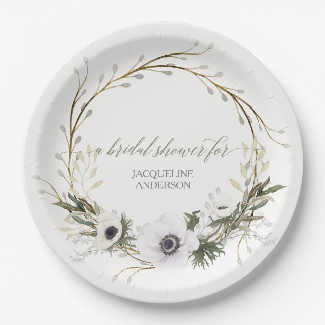 Assiettes En Carton Fête des mariées Serre Rustique Anémone Twig Serre (Devant)