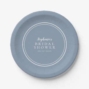 Assiettes En Carton Fête des mariées simple minimaliste Dusty Blue