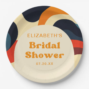 Assiettes En Carton Fête des mariées super couleur rétro Wavy Boho