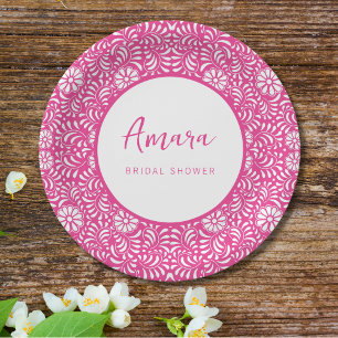 ASSIETTES EN CARTON FÊTE DES MARIÉES TALAVERA ROSE