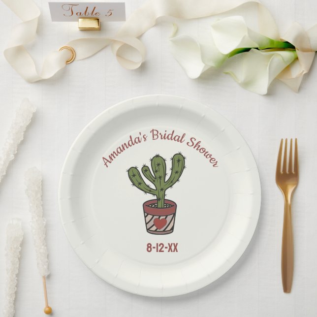 Assiettes En Carton Fête des mariées Thème Cactus Personnalisée (Mariage)