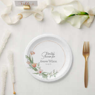 Assiettes En Carton Fête des mariées Tulipes d'aquarelle rose