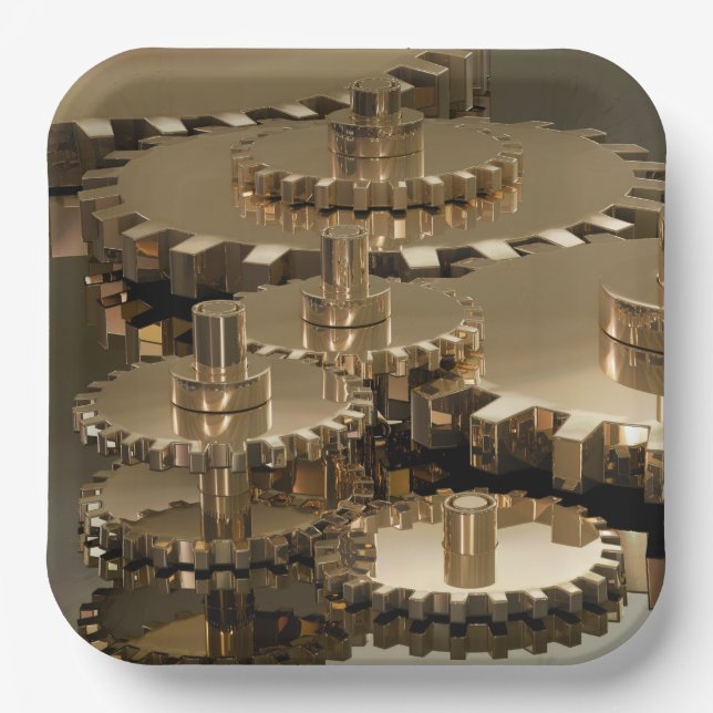 Assiettes En Carton Fête des pères à l’engrenage (Recto)