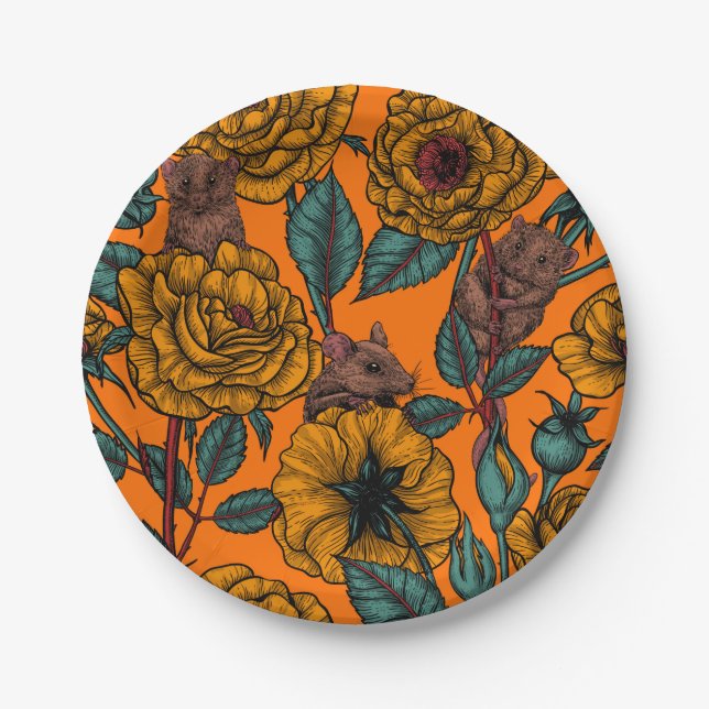 Assiettes En Carton Fête des souris rétro (Devant)