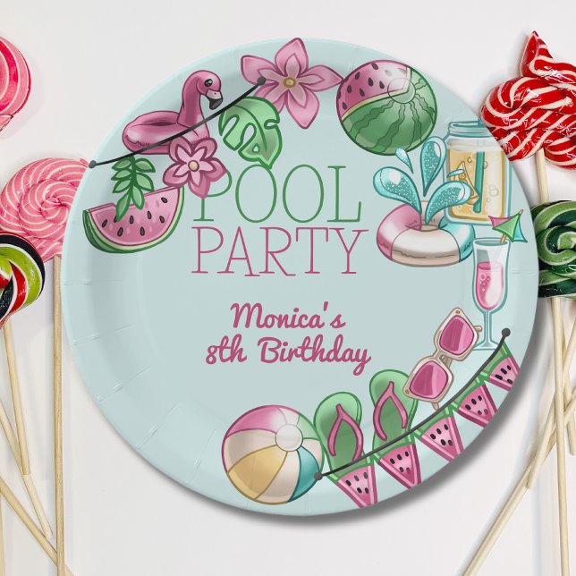 Assiettes En Carton Fête d'été de la piscine (Créateur téléchargé)