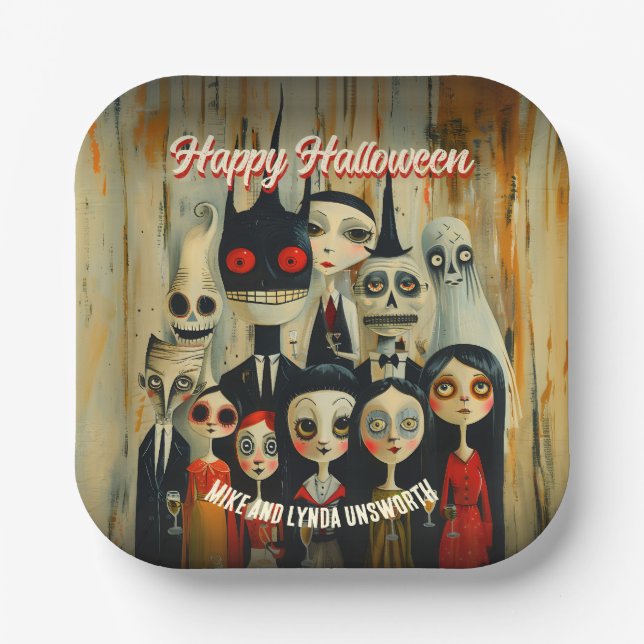 Assiettes En Carton Fête d'Halloween adulte contemporain (Recto)