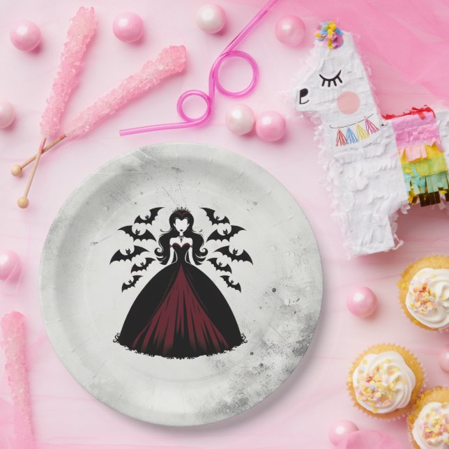 Assiettes En Carton Fête d'Halloween de la Reine Vampire (Fête)