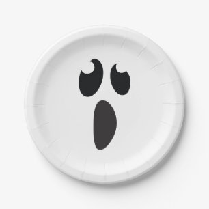 Assiettes En Carton Fête d'Halloween Ghost Face Friandise ou Farce