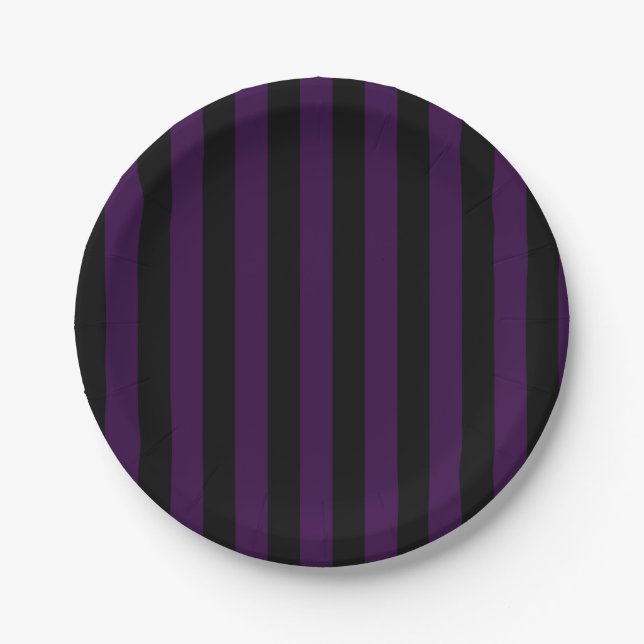 Assiettes En Carton Fête d'Halloween violet et noirs (Devant)