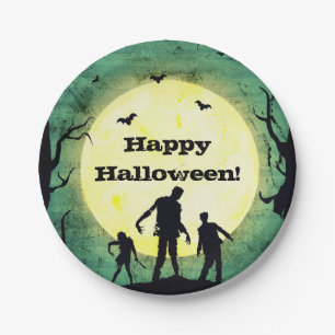 Assiettes En Carton Fête d'Halloween Zombie Mort-Vivant