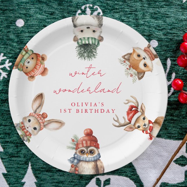 Assiettes En Carton Fête d'hiver merveilleux bois (Créateur téléchargé)