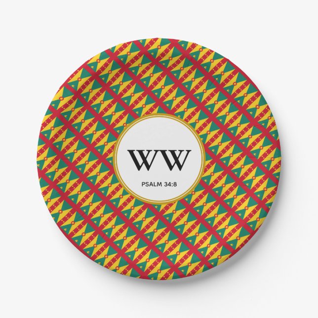 Assiettes En Carton FÊTE DRApeau DE GRENADA Anniversaire Fête du patri (Devant)