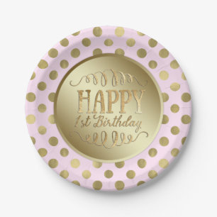 Assiettes En Carton Fête du 1er Anniversaire des Pink Gold Girls