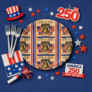 Assiettes En Carton Fête du 250e anniversaire de l'Amérique 