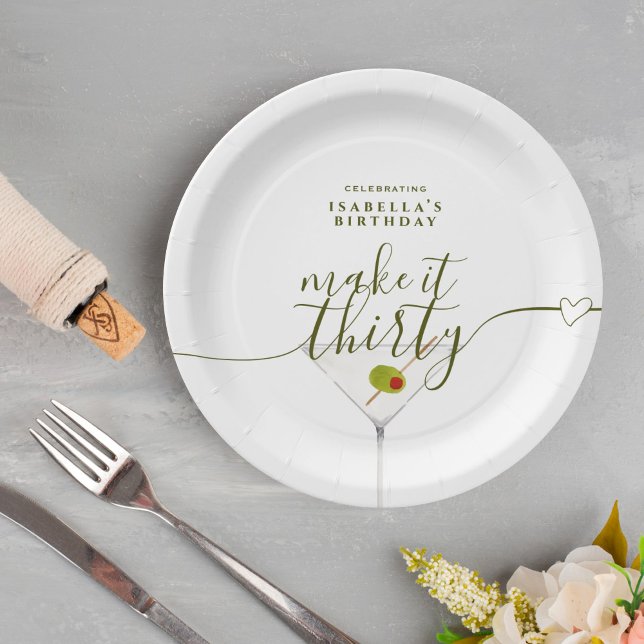 Assiettes En Carton Fête du 30e anniversaire du Martini Trente Martini (Créateur téléchargé)