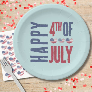 Assiettes En Carton Fête du 4 juillet Drapeau américain mignon patriot