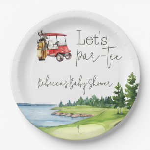 Assiettes En Carton Fête du Baby shower de golf Let's Par Tee Red Cart