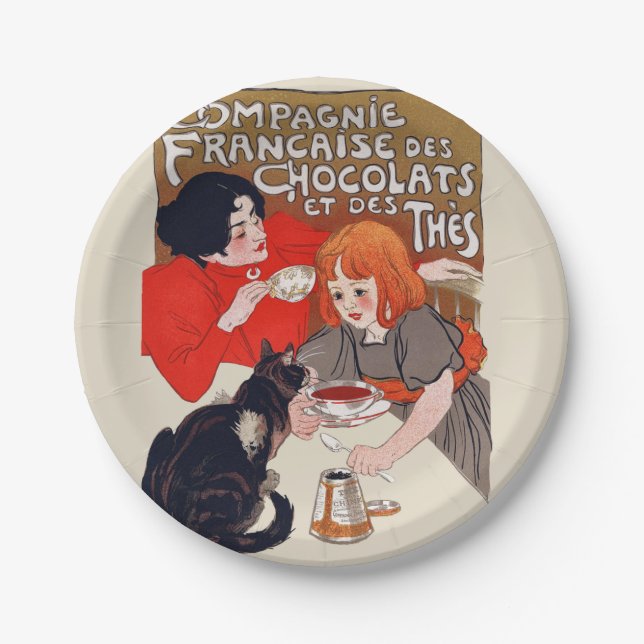 Assiettes En Carton Fête du chocolat français Steinlen Art (Devant)
