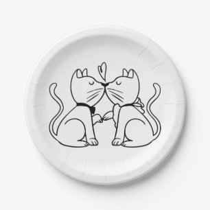Assiettes En Carton Fête du mariage des chats Fête de l'mariée Fiançai