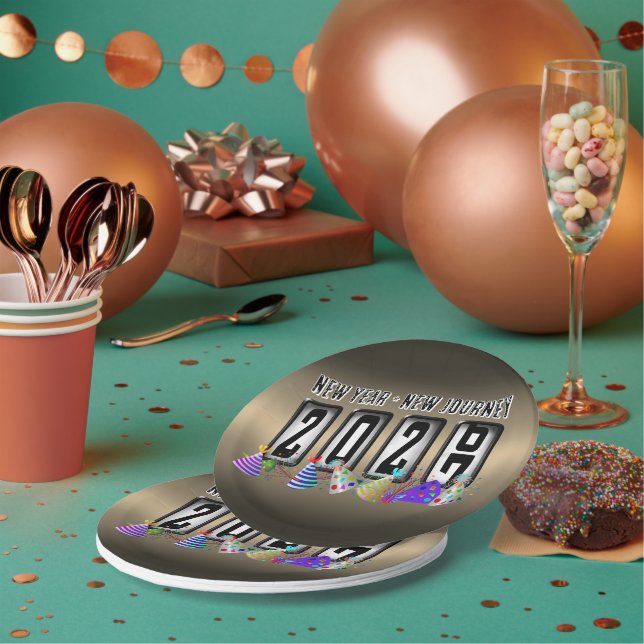 Assiettes En Carton Fête du Nouvel An 2027 sur l'odomètre (Multi)