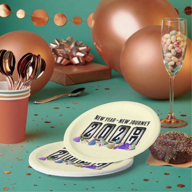 Assiettes En Carton Fête du Nouvel An 2027 sur l'odomètre (Multi)