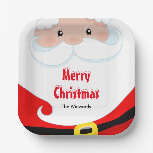 Assiettes En Carton Fête du Père Noël Joyeux Noël (Recto)
