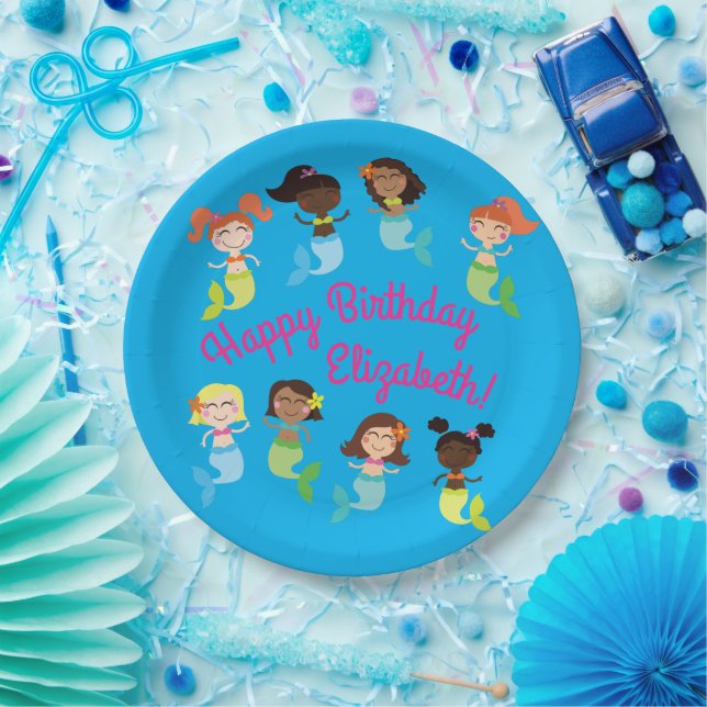 Assiettes En Carton Fête du pool Anniversaire de enfant de sirène (Fête)