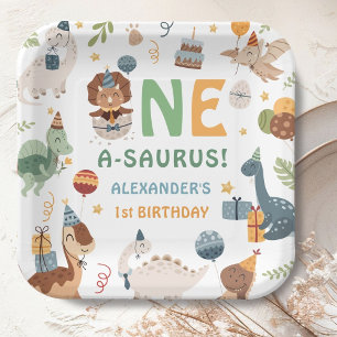 Assiettes En Carton Fête du premier anniversaire de Dinosaur Boy