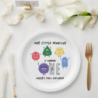 Assiettes En Carton Fête du premier anniversaire de monstre