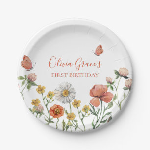 Assiettes En Carton Fête du premier anniversaire de Wildflower