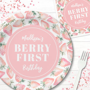 Assiettes En Carton Fête du premier anniversaire Fraise et Baie