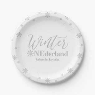 Assiettes En Carton Fête du premier anniversaire Silver Winter Onederl