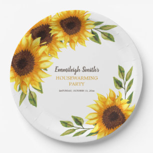 Assiettes En Carton Fête du réchauffement de la maison Fleurs de solei