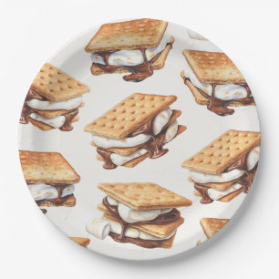 Assiettes En Carton Fête en plein air avec feu de joie et S'mores d'au